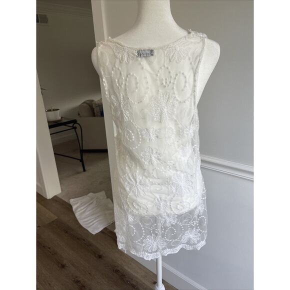Wet Seal Y2K Lace Flowy Mesh Tank Top Tunic Dress Cover Up Sz M Fairy Whimsy VTG - Picture 3 of 7